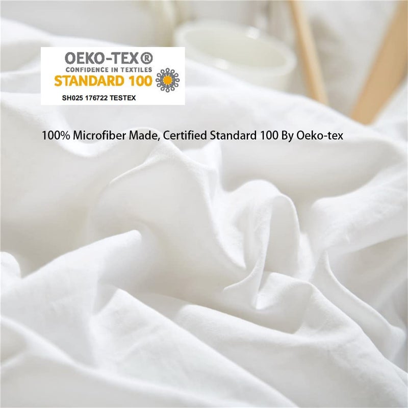 IHOUSTRIY Pom Poms Tassel Duvet Cover Set, Super Soft Lightweight Microfiber, Ball Fringe Pattern Design Boho Bedding Set, Zipper Closure and Ties, 3 PCS - Queen, White - Image 3